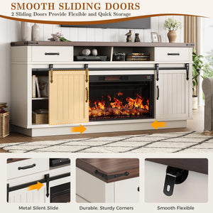 70" Fireplace TV Stand with 36" Electric Fireplace