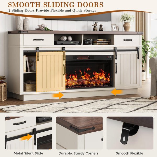 70" Fireplace TV Stand with 36" Electric Fireplace