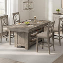 Farmhouse Counter Height Dining Table with Wine Rack & Storage