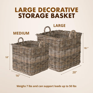 Large Square Rattan Storage Basket