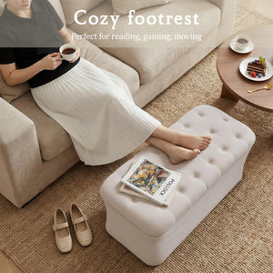 Storage Ottoman Bench with Lid – Tufted Velvet Footrest & Bedroom Chest