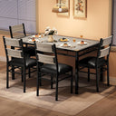5-Piece Industrial Dining Table Set for 4 with Upholstered Chairs