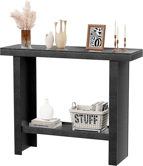 Farmhouse Console Table with Storage Shelves