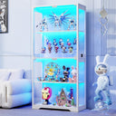 4-Tier Glass Display Cabinet with LED Lights & Motion Sensor
