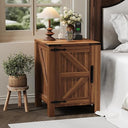 Farmhouse Nightstand with Charging Station & Sliding Barn Door