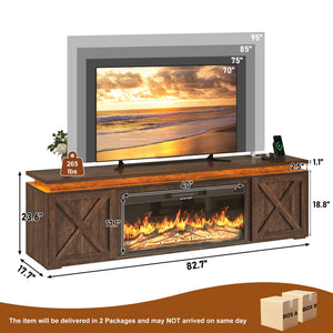 83" Farmhouse TV Stand with 40" Electric Fireplace