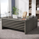 L-Shaped Executive Desk with Mobile File Cabinet and Storage Shelves