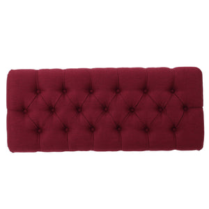 Tufted Fabric Ottoman Bench – Deep Red