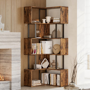 6-Tier L-Shaped Corner Bookshelf