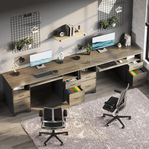 59-Inch Executive Office Desk with 4 Drawers, File Drawer, Keyboard Tray & Dual Pedestals