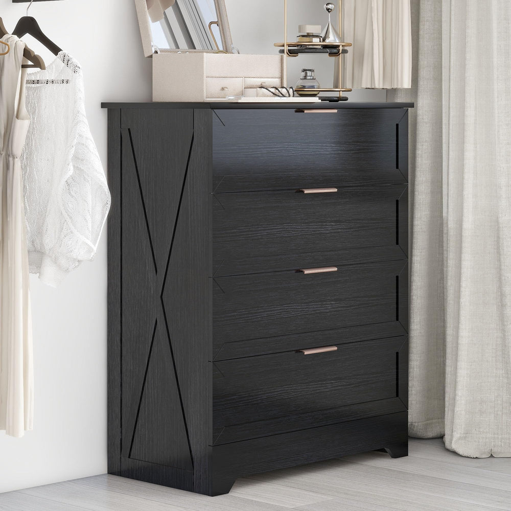 4-Drawer Bedroom Dresser with Gold Handles