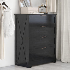 4-Drawer Bedroom Dresser with Gold Handles