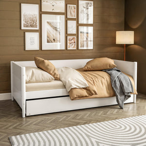 Mid-Century Modern Twin Daybed with Trundle — Solid Wood
