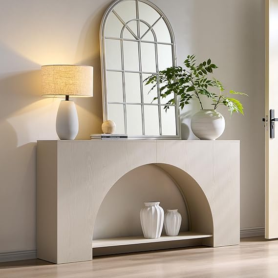 63" Arched Console Table with 2-Tier Shelf