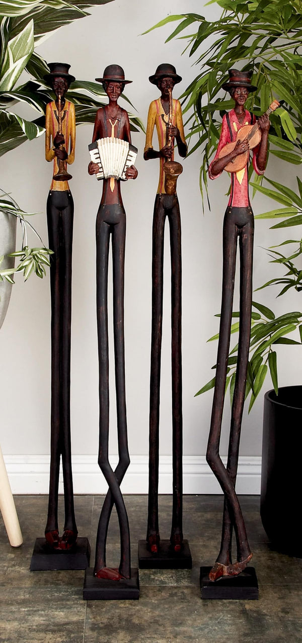 Jazz Band Musician Figurines Set of 4 – Polystone Decorative Statues