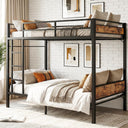Twin Over Twin Metal Bunk Bed with Clothes Rail & Under-Bed Storage