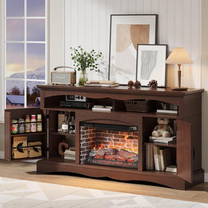 Farmhouse Fireplace TV Stand with 23" Electric Fireplace for TVs up to 65"