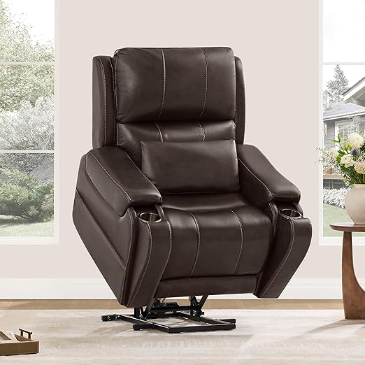 Power Lift Recliner Chair with Heat and Massage – Genuine Leather