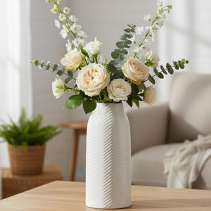 White Ceramic Flower Vase – Small, Medium & Large