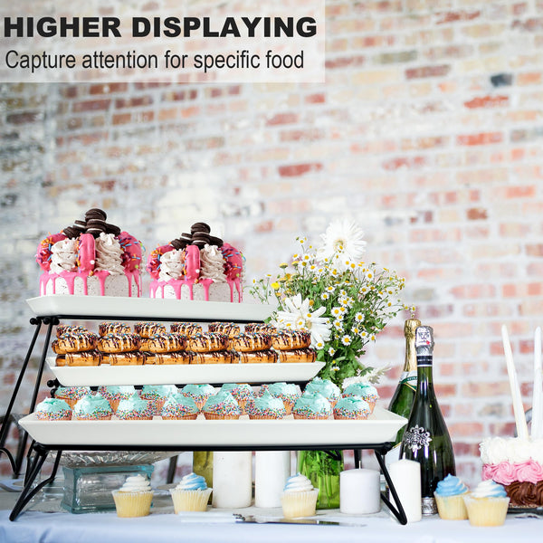 3-Tier Serving Tray Set – White Melamine Platters for Party & Buffet