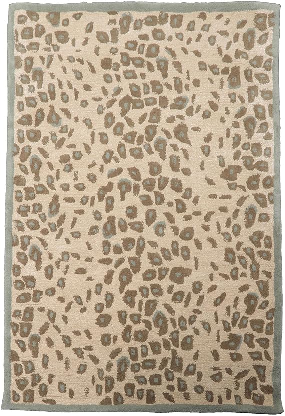 Hand-Tufted Leopard Print Wool Area Rug – Tan & Brown, Multiple Sizes