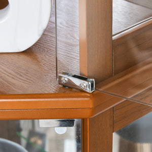 Lighted Corner Curio Cabinet with Glass Doors & Adjustable Shelves