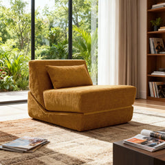 Convertible Memory Foam Sleeper Chair with Lumbar Pillow