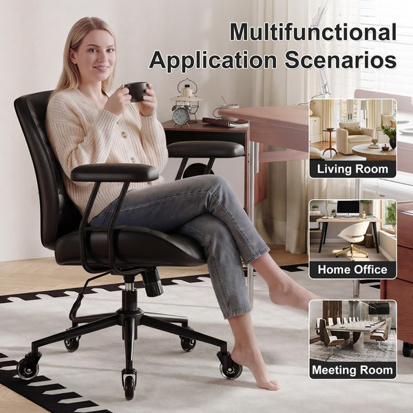 Mid-Back Ergonomic Office Chair with Wheels