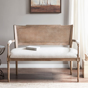 Farmhouse Settee with Rattan Back & Padded Arms