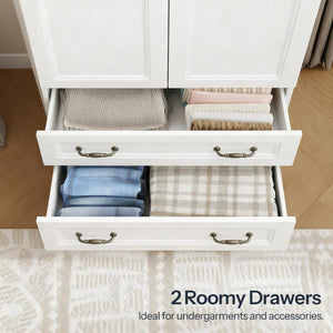 Farmhouse Armoire Wardrobe Closet with 2 Doors & 2 Drawers