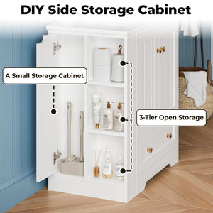 30-Inch Bathroom Vanity with Ceramic Sink and Side Storage