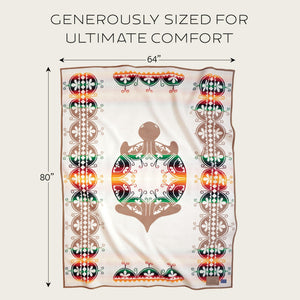 Jacquard Wool Cotton Throw Blanket – Reversible, Napped, 64" x 80"