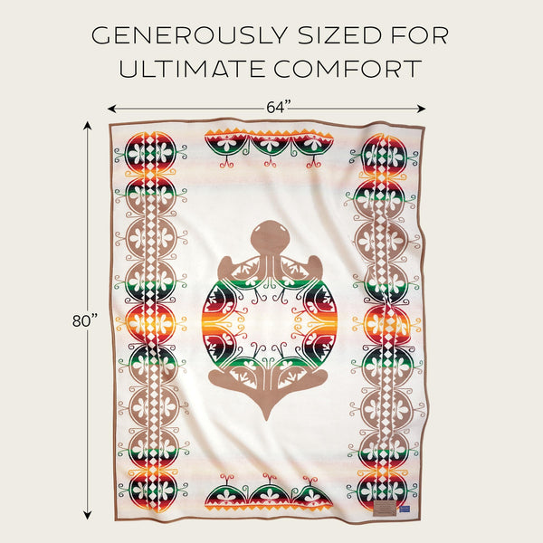 Jacquard Wool Cotton Throw Blanket – Reversible, Napped, 64" x 80"