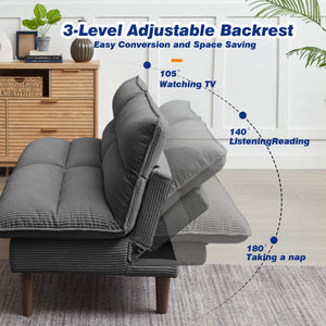 Convertible Futon Sofa Bed with Adjustable Backrest
