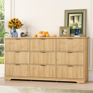 9-Drawer Fluted Dresser with Power Outlet
