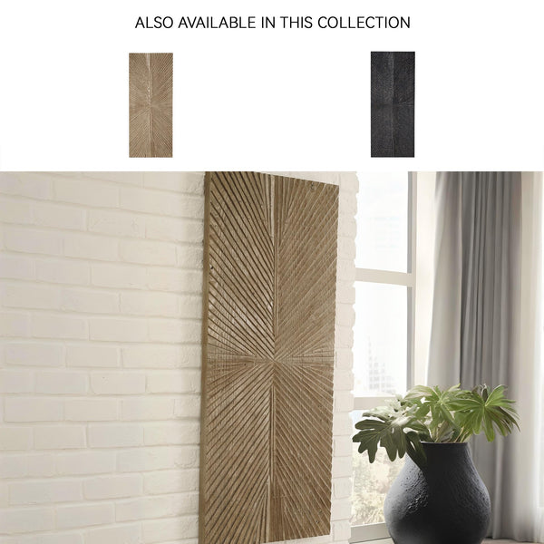 Rustic Sunburst Wood Wall Sculpture – Brown