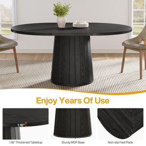 Oval Farmhouse Dining Table for 4–6, 55-Inch Pedestal Base