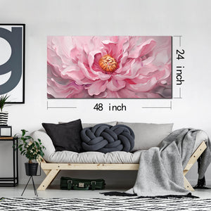 Pink Floral Canvas Wall Art – Large Botanical Print for Living Room & Bedroom