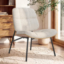 Mid-Century Modern Armless Accent Chair, Chenille Upholstered, Bentwood Frame