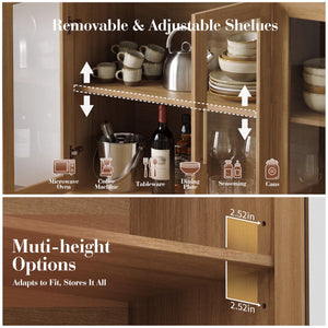 4-Door Glass Buffet Cabinet with Adjustable Shelves