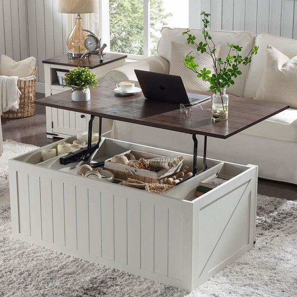Lift Top Coffee Table with Sliding Barn Door