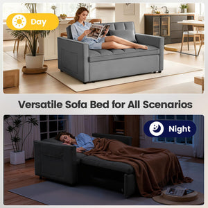 Convertible Sofa Bed with Adjustable Backrest & Side Pockets