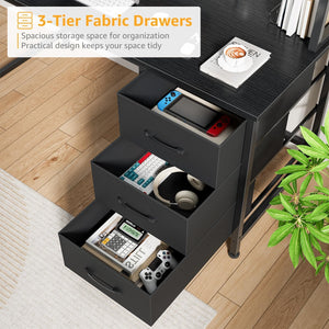 Computer Desk with Hutch & Drawers – 47 Inch, Power Outlets, 3 Storage Drawers