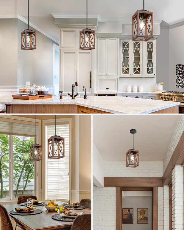 2-Pack Farmhouse Pendant Light Fixture – Adjustable Metal Hanging Light