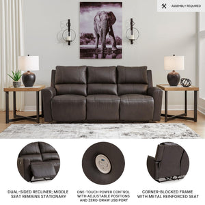 Power Reclining Sofa with USB Ports – Dark Brown