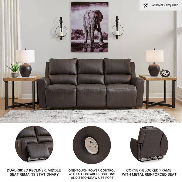 Power Reclining Sofa with USB Ports – Dark Brown