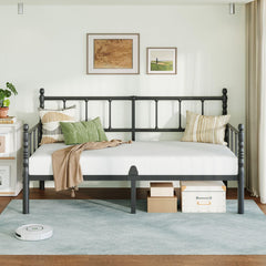 Twin Daybed Frame with Steel Slats, Metal Sofa Bed – Twin Size, Black