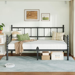 Twin Daybed Frame with Steel Slats, Metal Sofa Bed – Twin Size, Black
