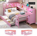 Twin Corner Bed Frame with Desk & Storage