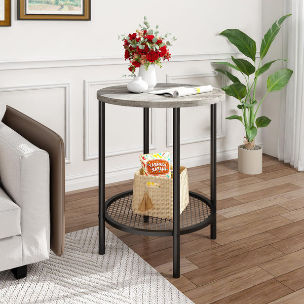 Round Coffee Table and End Table Set of 3 with Storage